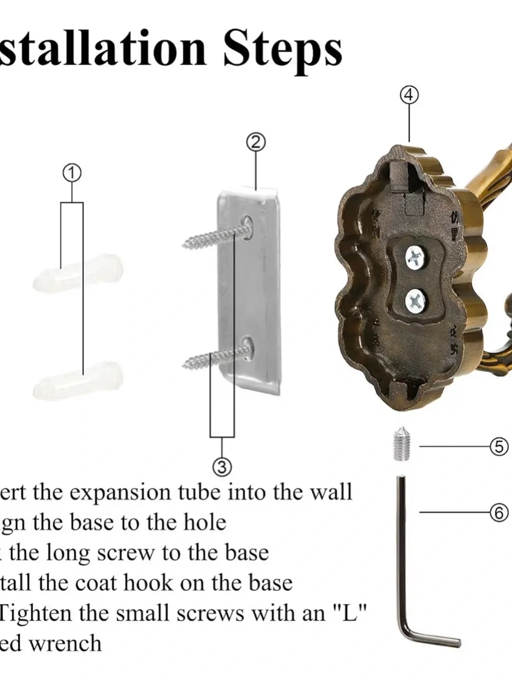 4pcs Vintage Brass Coat Hooks...